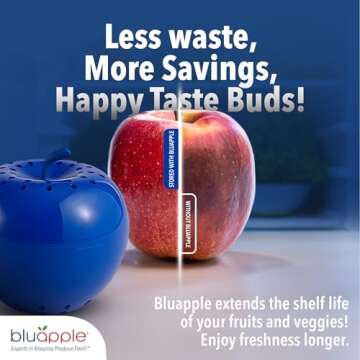 Bluapple Produce Saver Ethylene Gas Absorber 2-Pack - Keeps Fruits & Vegetables Fresh Longer in Refrigerator Crisper, Shelves, and Fruit Bowls, Lasts up to 3 Months, BPA Free, Made in USA