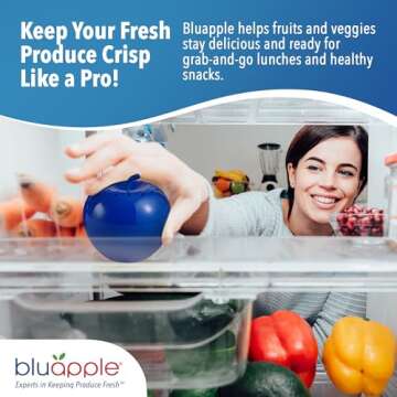 Bluapple Produce Saver Ethylene Gas Absorber 2-Pack - Keeps Fruits & Vegetables Fresh Longer in Refrigerator Crisper, Shelves, and Fruit Bowls, Lasts up to 3 Months, BPA Free, Made in USA