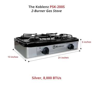 Koblenz PSK-200S 2-Burner Gas Stove, Silver