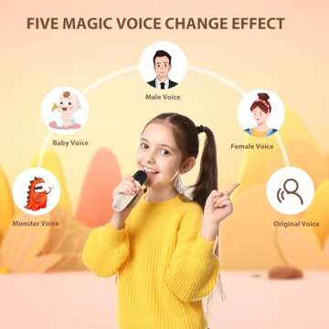 Jeefu Karaoke Machine for Kids, Toys for 3-12 Years Old Girls Gifts, Kids Karaoke Microphone Machine Toy, Best Fun Christmas Birthday Gifts for 5 6 7 8 9 10 11 Years Teens Girl Boys Beige 2 Mic