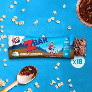 CLIF Kid Zbar - Chocolate Brownie - Soft Baked Whole Grain Snack Bars - USDA Organic - Non-GMO - Plant-Based - 1.27 oz. (18 Pack)