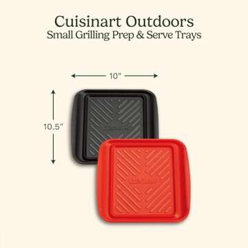 Cuisinart CPK-180 Grilling Prep and Serve Trays - Stylish 10.5" x 10.5" Black and Red