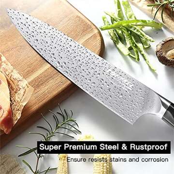 Topfeel Professional Chef Knife Set Sharp Knife, German High Carbon Stainless Steel Kitchen Knife Set 3 PCS-8" Chefs Knife &7" Santoku Knife&5" Utility Knife, Knives Set for Kitchen