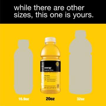 vitaminwater energy electrolyte enhanced water w/vitamins, tropical citrus drinks, 20 fl oz, 12 Pack