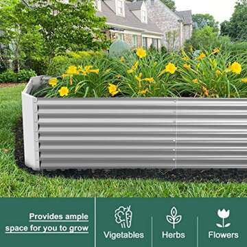 Land Guard 8×4×2 ft Galvanized Raised Garden Bed Kit, Galvanized Planter Raised Garden Boxes Outdoor, Large Metal Raised Garden Beds for Vegetables.