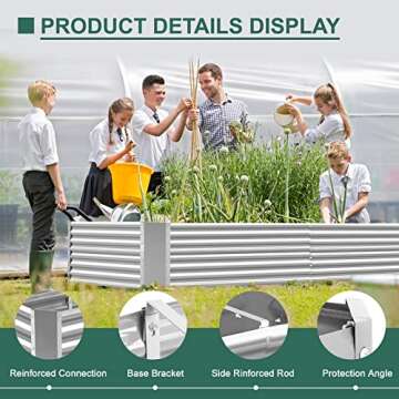 Land Guard 8×4×2 ft Galvanized Raised Garden Bed Kit, Galvanized Planter Raised Garden Boxes Outdoor, Large Metal Raised Garden Beds for Vegetables.