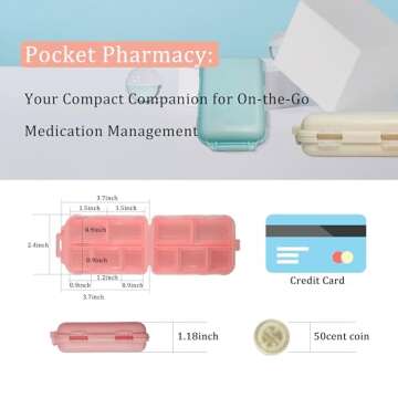 Pill Organizer with Medicine Labels 161 Labels Travel Daily Pill Container Mini Medication Organizer Storage Pill Organizer Travel Essentials Pill Case 7 Day Pill Organizer (Pink, 1 Pack)