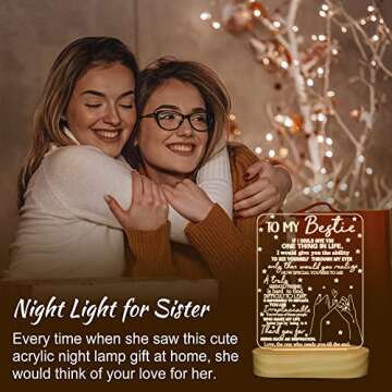 to My Bestie Gifts,3D Illusion Lamp I Love You Friends Night Light for Best Friend Sister Boys & Girls Women BFF Birthday Holiday, Soft Warm White Colors LED Wooden Table Lamp