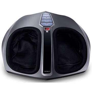 Miko Shiatsu Foot Massager With Deep-Kneading, Multi-Level Settings, And Switchable Heat Charcoal Grey (Renewed)