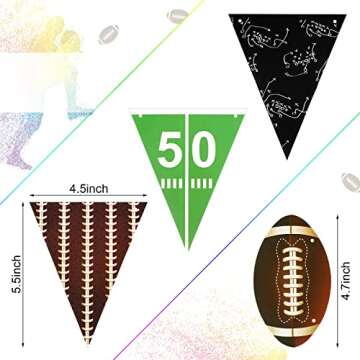 Zonon 4 Pieces Baseball Football Soccer Banner Sports Birthday Party Decorations Sports Ball Paper Garland for Sports Baby Shower Supplies (Rugby Style)