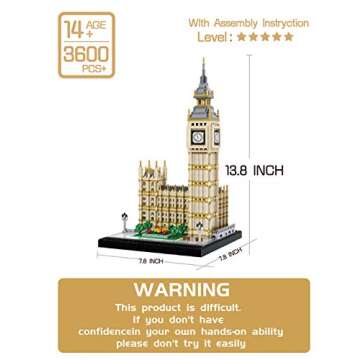 dOvOb Real Big Ben Micro Building Blocks Set (3600PCS) - World Famous Architectural Model Toys Gifts for Kid and Adult