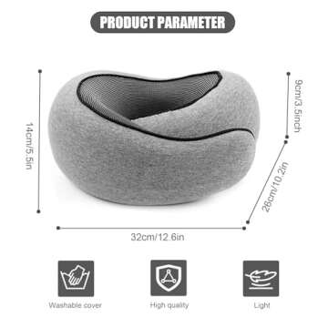 RURING Travel Pillows for Airplanes, Travel Neck Pillow Travel Pillow, Neck Pillow Airplane Memory Foam Travel Pillow 360 Degree Support Stowable Pillows for Airplanes Offices and Cars (Dark Gray)