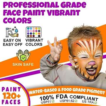 Drawdart Face Painting Kit for Kids - 20 Colors Water Based Non Toxic Face Paint Kit, Professional Face Paint for Kids with Stencils & Brushes - Parties, Birthdays, Halloween Face Body Makeup Kit