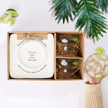 Mud Pie Margarita Gift Box with Glasses and Rimmer