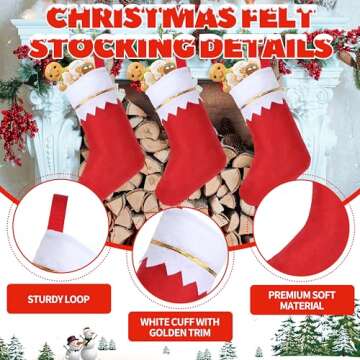 Festive 36 Pcs Red Felt Christmas Stockings Set