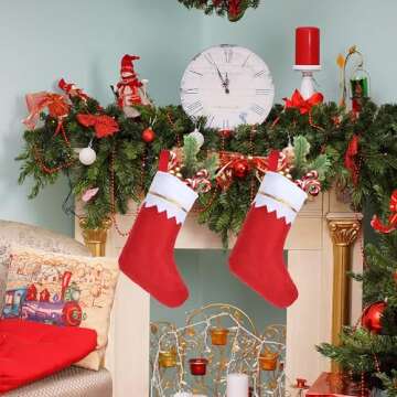 Festive 36 Pcs Red Felt Christmas Stockings Set