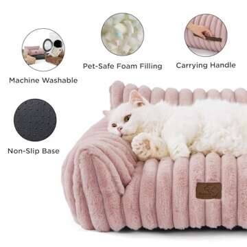 Bedsure Cat Couch - Blush Pink Soft Pet Sofa for Cats