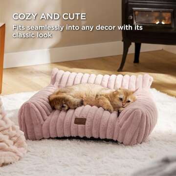 Bedsure Cat Couch - Blush Pink Soft Pet Sofa for Cats