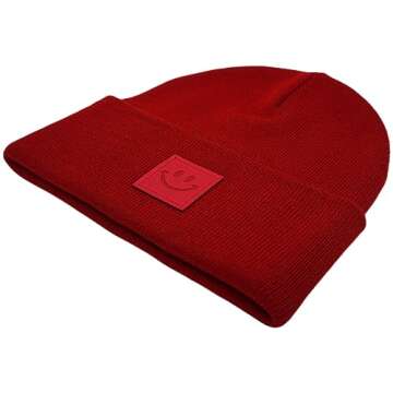 55cube Knit Cuffed Beanie for Women & Men - Stay Warm and Stylish All Season Burgundy Red Beanie