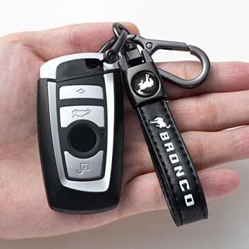 Genuine Leather Car Key Chain for Ford Bronco Sport | Stylish Keyring Accessory