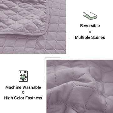 Exclusivo Mezcla Ultrasonic Reversible King Size Quilt Bedding Set with Pillow Shams, Lightweight Quilts King Size, Soft Bedspreads Bed Coverlets for All Seasons - (Lilac Ash, 104"x96")