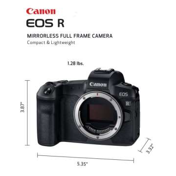 Canon EOS R, Vlogging and Content Creator Camera 4K UHD, Digital Single-Lens Non-Reflex AF/AE, 0.76 Magnification, OLED Color Electronic Viewfinder, CMOS Sensor, Mirrorless, Full-Frame (Body Only)