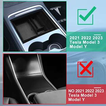 XINTUO 5Pcs 2023 Upgraded Center Console Organizer Tray Compatible for Tesla Model 3 Model Y Accessories 2023 2022 2021 Armrest Hidden Drawer Storage Box 1PC Webcam Cover 1PC Tissue Holder