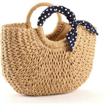 YXILEE Handmade Straw Beach Tote Bag for Women