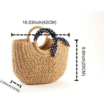 YXILEE Handmade Straw Beach Tote Bag for Women