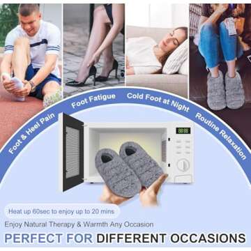 SUZZIPAD Microwavable Heated Slippers and Feet Warmer for Cold Feet, Foot Warmer for Bed, Microwave Slippers for Plantar Fasciitis, Achilles Tendinitis, Ankle Pain Relief, L, Unscented