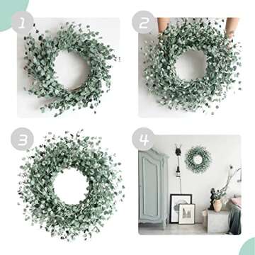 Egolot 24 Inch Everyday Greenery Boxwood Wreath for Front Door, Soft Touch Green Mini Leaves Wreath for Indoor and Outdoor, Romantic Green Wreath for Wedding Decor