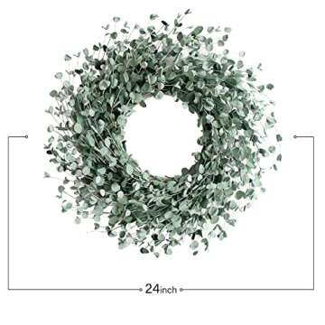 Egolot 24 Inch Everyday Greenery Boxwood Wreath for Front Door, Soft Touch Green Mini Leaves Wreath for Indoor and Outdoor, Romantic Green Wreath for Wedding Decor