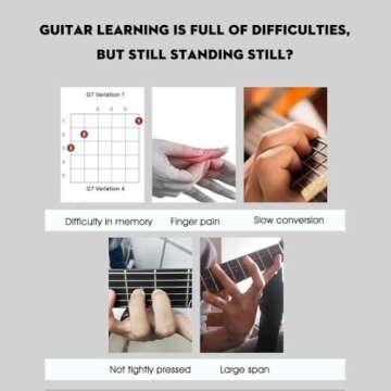 Guitar Aid Chords Trainer, Guitar Chord Presser, Guitar Assisted Tool Learning System with Guitar Chart Teaching Practice Guitar Learning Aid Tool Accessories for Beginners Friends Gifts