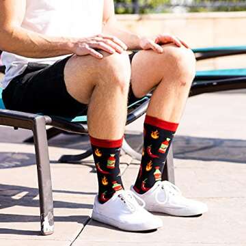 Lavley Funny Socks For Men - Novelty Gifts For Sports Fans, Golfing, Pickleball, Weight Lifting, Racing and More (US, Alpha, One Size, Regular, Regular, Hot Stuff)