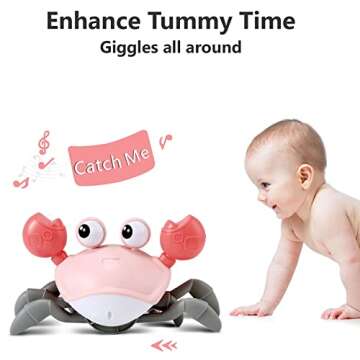 control future Baby Girl Toys Tummy Time: Pink Crawling Crab Babies Montessori Toy Learning 36 Months 3 Year Old Birthday Infant Girls Valentines Day Gifts Stuff 0 1 2 Essentials