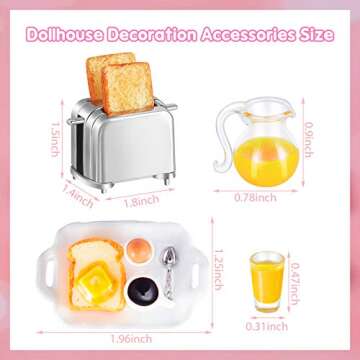 Dollhouse Accessories Decoration 1:12/1:6 Dollhouse Miniature Scene Model Mini Kitchen Accessories Set Scene Breakfast Set Pretend Toy DIY Birthday Gift Decor(Juice, Butter, Bread Machine Set)