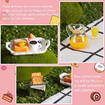 Dollhouse Accessories Decoration 1:12/1:6 Dollhouse Miniature Scene Model Mini Kitchen Accessories Set Scene Breakfast Set Pretend Toy DIY Birthday Gift Decor(Juice, Butter, Bread Machine Set)