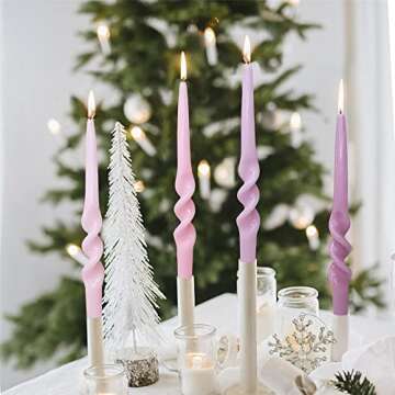 Sprial Taper Candle Pink Candlesticks,Gedengni Set of 4 Gradient Candles Colorful Candle Stick Long Twisted Candlestick for Home Dinner Weddings Festive Holiday Decor (3D4PC-PINKGRA)