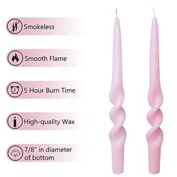 Sprial Taper Candle Pink Candlesticks,Gedengni Set of 4 Gradient Candles Colorful Candle Stick Long Twisted Candlestick for Home Dinner Weddings Festive Holiday Decor (3D4PC-PINKGRA)