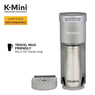 Keurig K-Mini Coffee Maker, Certified Refurbished, Single Serve K-Cup Pod Coffee Brewer, 6 to 12 Oz Brew Sizes, Studio Gray (Renewed)