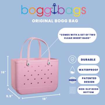 BOGG BAG Original Extra Large Tote Bag for Beach, Pool, Boat. Lightweight Waterproof Washable Durable All Purpose Tote Bag