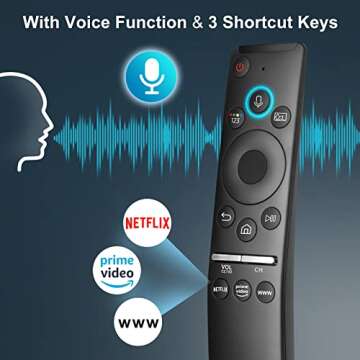 Voice Remote for Samsung Smart TV QLED UHD Frame Curved Solar 4K 8K Q60 Q70 Q80 Q90 8 Series 9 Series TU8000 AU8000 CU7000 CU8000 Voice Remote Control Replacement