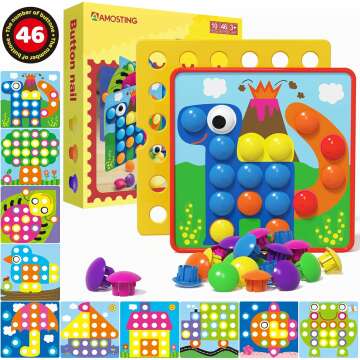 AMOSTING Color Matching Mosaic Pegboard Early Learning Educational Toys