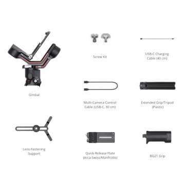 DJI RS 3, 3-Axis Gimbal for DSLR and Mirrorless Camera Canon/Sony/Panasonic/Nikon/Fujifilm, 3 kg (6.6 lbs) Payload, Automated Axis Locks, 1.8" OLED Touchscreen, Professional Camera Stabilizer