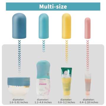 12 Pack Multi Sizes Silicone Bottle Covers, Travel Accessories Must Haves, Cruise Ship Essentials, Travel Size Toiletries,Travel Essentials for Women Men,Travel Gadgets, Elastic Sleeves for leak proof