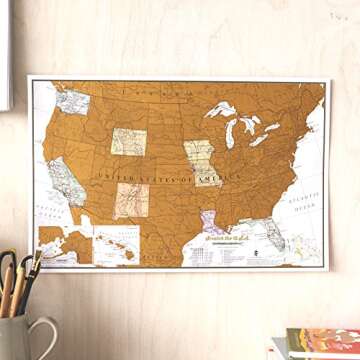 Maps International Scratch Off Map of the United States - USA Wall Map - Scratch Off - Detailed cartography - US States - National Parks