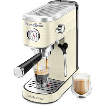 CASABREWS Espresso Machine 20 Bar, Espresso Maker with Milk Frother Steam Wand, Stainless Steel Espresso Coffee Machine with 34oz Removable Water Tank, Creamy