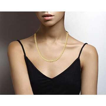 18K Gold Cuban Link Necklace for Men & Women