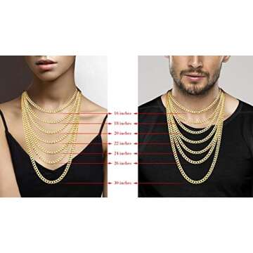 18K Gold Cuban Link Necklace for Men & Women