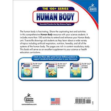 Carson Dellosa The 100+ Series: Human Body Workbook―Grades 5-8 Science Book, Human Anatomy, Bones, Muscles, Organs, the Nervous System, Health and Nutrition (128 pgs) (Volume 13)